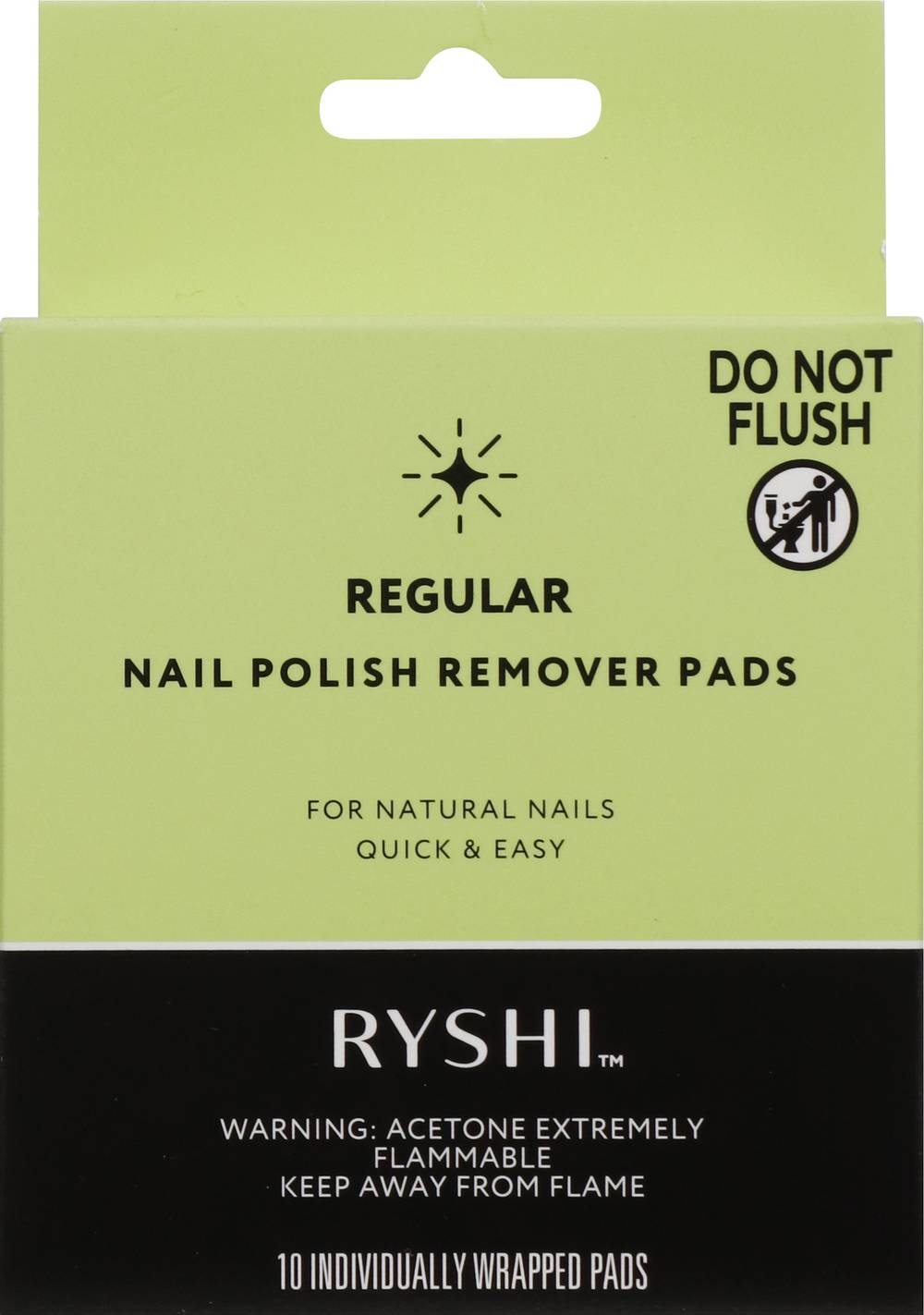 Ryshi Regular Nail Polish Remover Pads Acetone (10 ct)