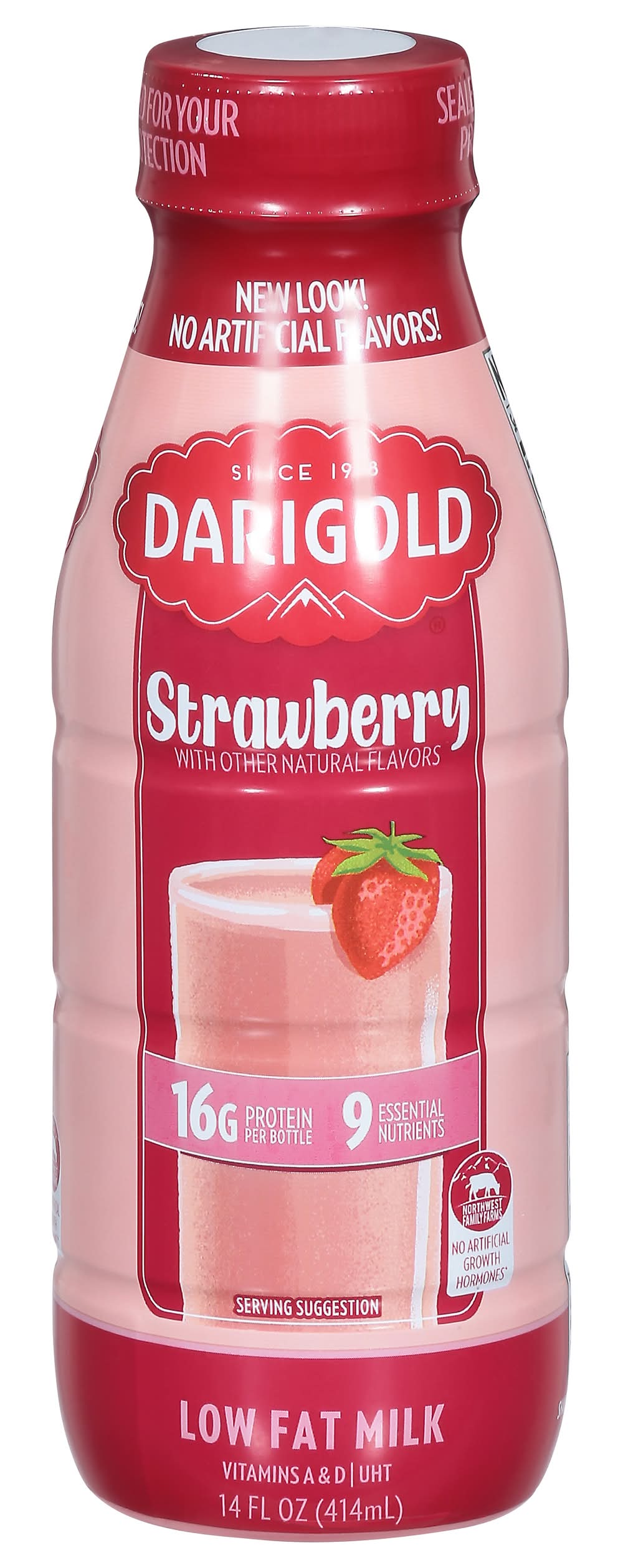 Darigold Uht Strawberry Milk Bottle (12 ct, 14 oz)