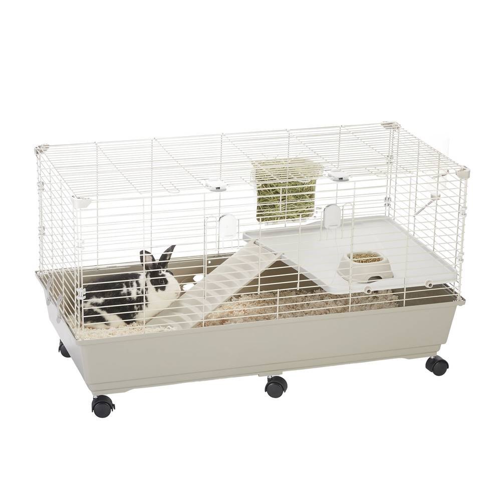 Full Cheeks Split-Level Rabbit Habitat - Includes Cage, 54.4\"L x 31.9\"W x 27.2\"H