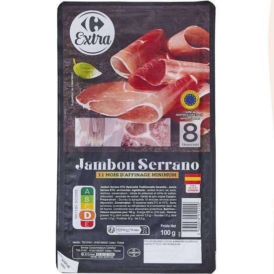 Carrefour Extra - Jambon serrano (8 pièces)