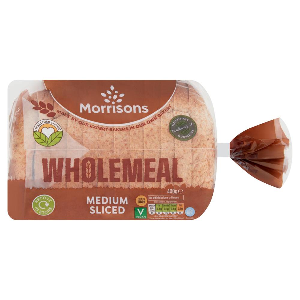 Morrisons Wholemeal Medium Sliced Bread (400g)