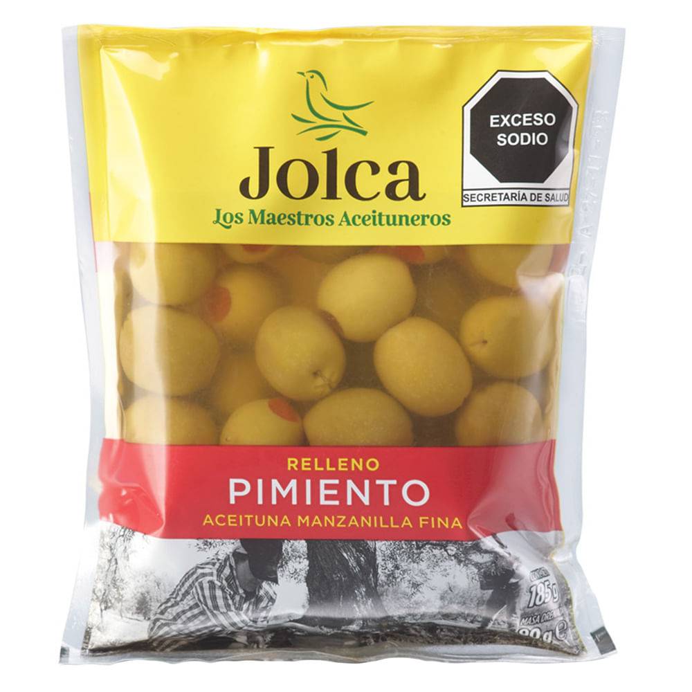Jolca aceitunas manzanilla rellenas de pimiento (bolsa 185 g)