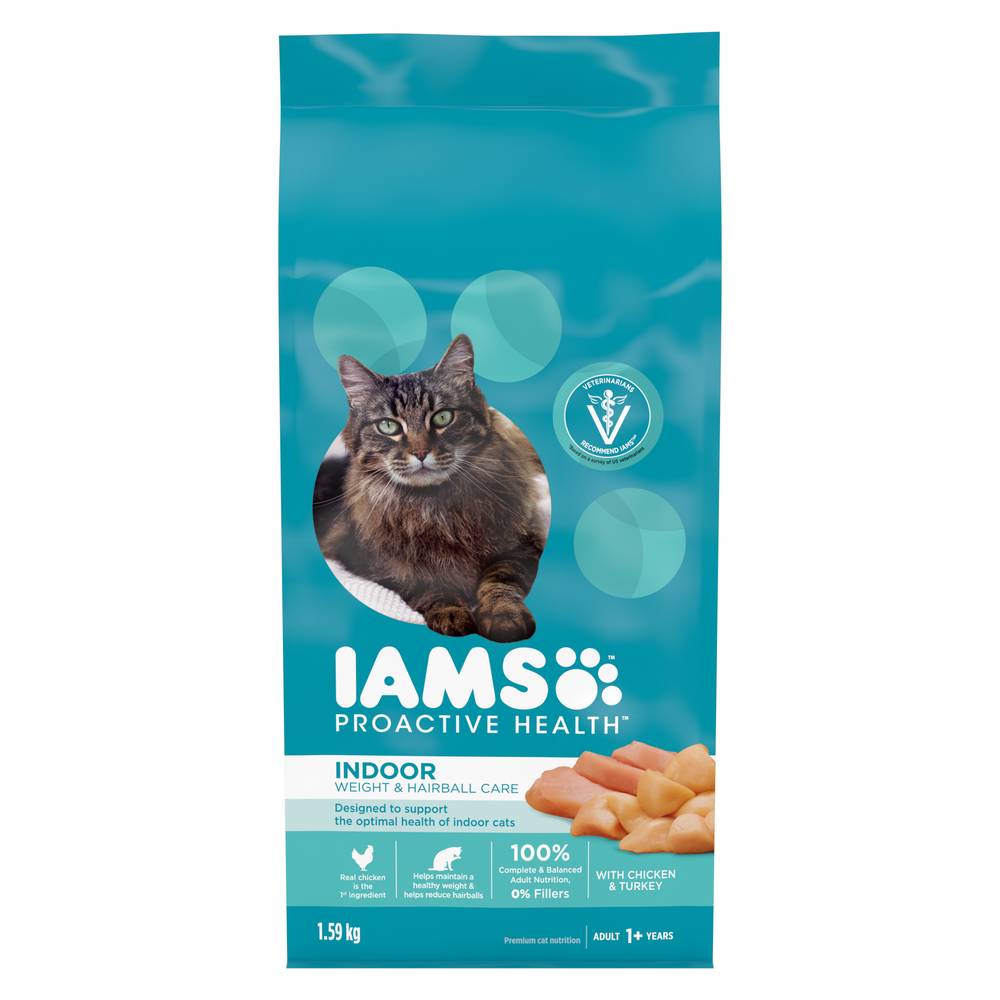 Iams Proactive Health Indoor Weight and Hairball Care Dry Cat Food (1.59 kg)