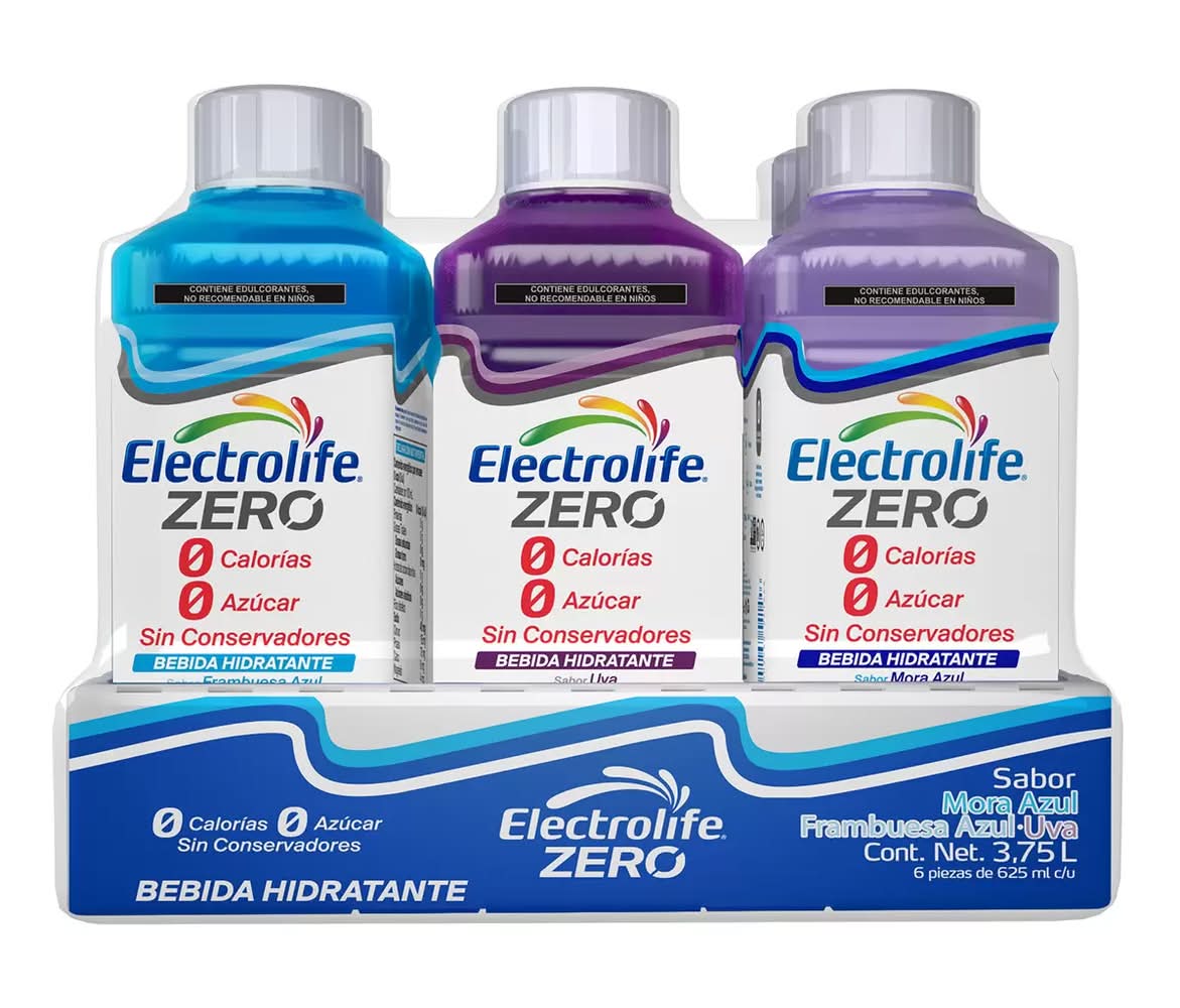 Electrolife · Zero pack bebida deportiva hidratante, mora azul-frambuesa azul-uva (6 x 625 ml)