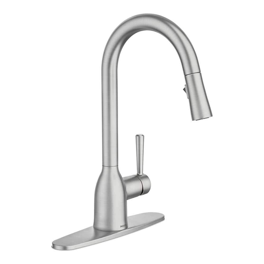 Moen Adler Spot Resist Stainless One-Handle High Arc Kitchen Sink Faucet With Power Clean