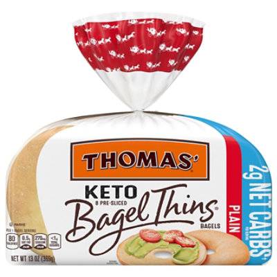 Thomas Keto 4 Net Carb Plain Bagel Thins 8 Count - 13 Oz