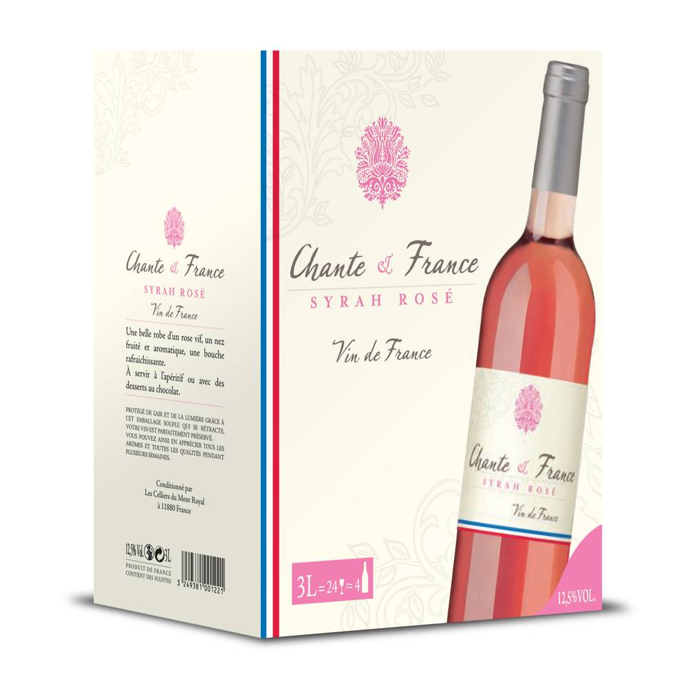 Chante France - Vin de France syrah rosé (4 pièces, 750 ml)