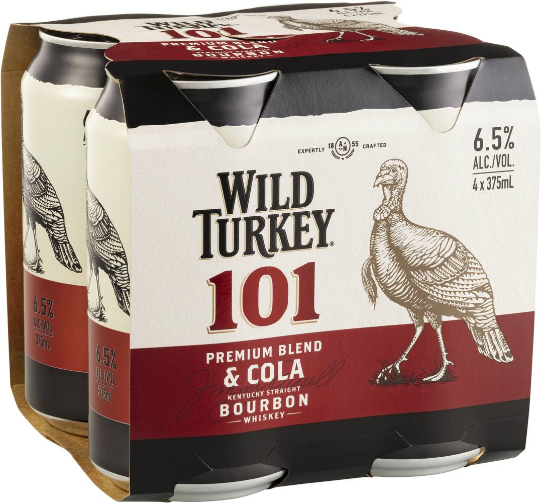 Wild Turkey & Cola 101 Can 375mL X 4 pack