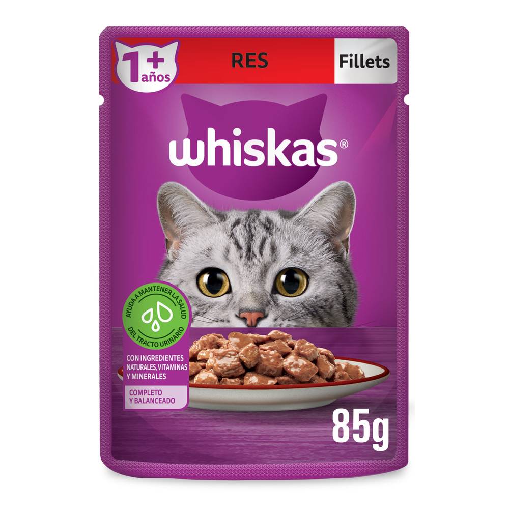 Whiskas · Alimento húmedo fillets de res (85 g)