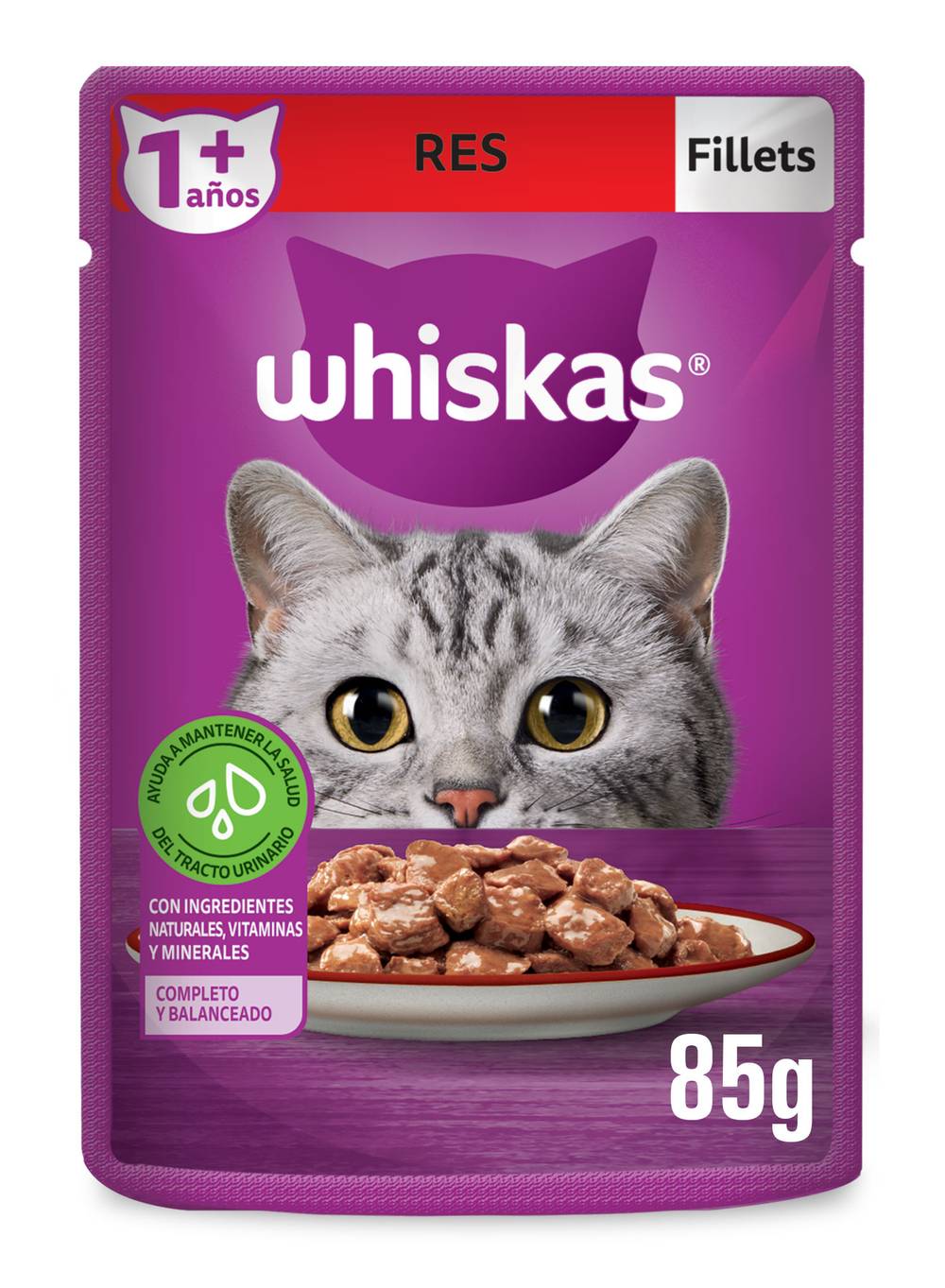 Whiskas · Alimento húmedo fillets de res (85 g)