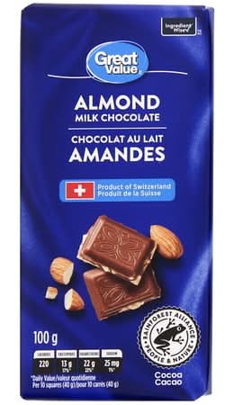 Great Value Almond Milk Chocolate (100 g)