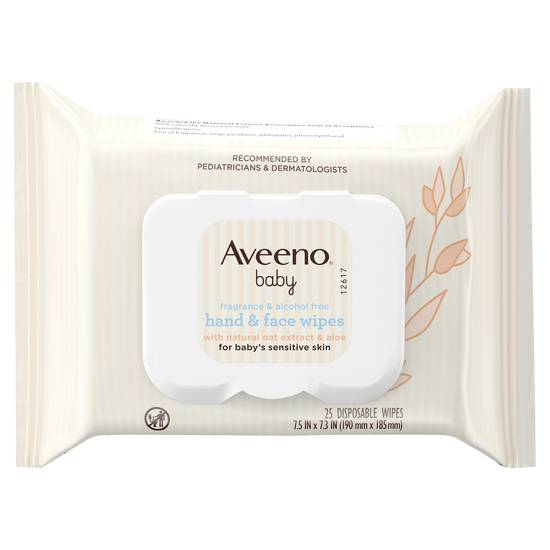 Aveeno Baby Hand & Face Wipes With Oat Extract and Aloe (25 ct)