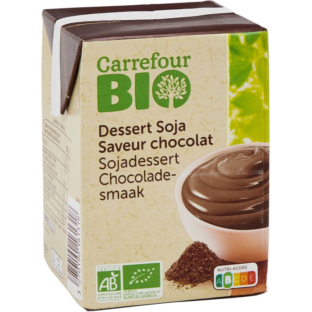 Crème dessert   au soja saveur chocolat Bio CARREFOUR BIO - la brique de 530g