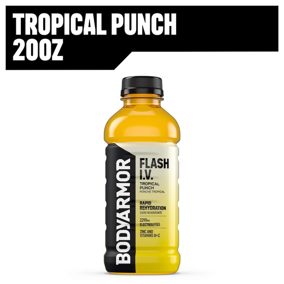 BODYARMOR Flash I.v. Electrolyte Hydration Sports Drink, Tropical Punch (20 fl oz)
