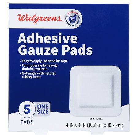 Walgreens Adhesive Gauze Pads 4x4 Inch (5 ct)