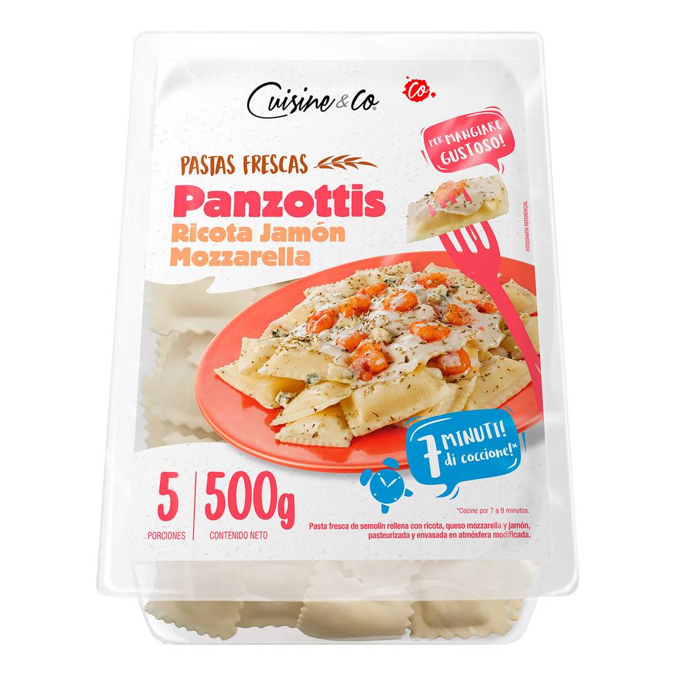 Cuisine & co panzotti de jamón queso mozzarella y ricotta (500 g)