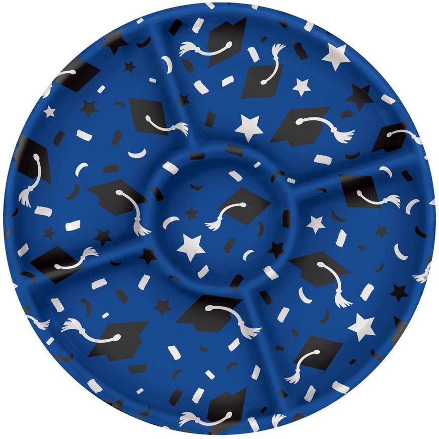 Blue Round Graduation Plastic Sectional Platter, 14.25in