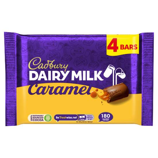 Cadbury Dairy Milk Caramel Chocolate Bar 4 pack 148g