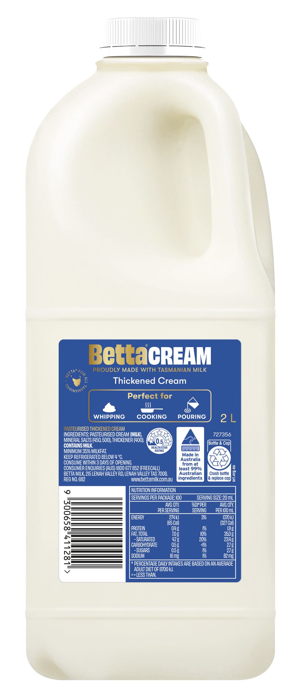 Shell Betta Cream Betta Cream Thickened Cream With Tasmanian Milk Delivery Near Me ...