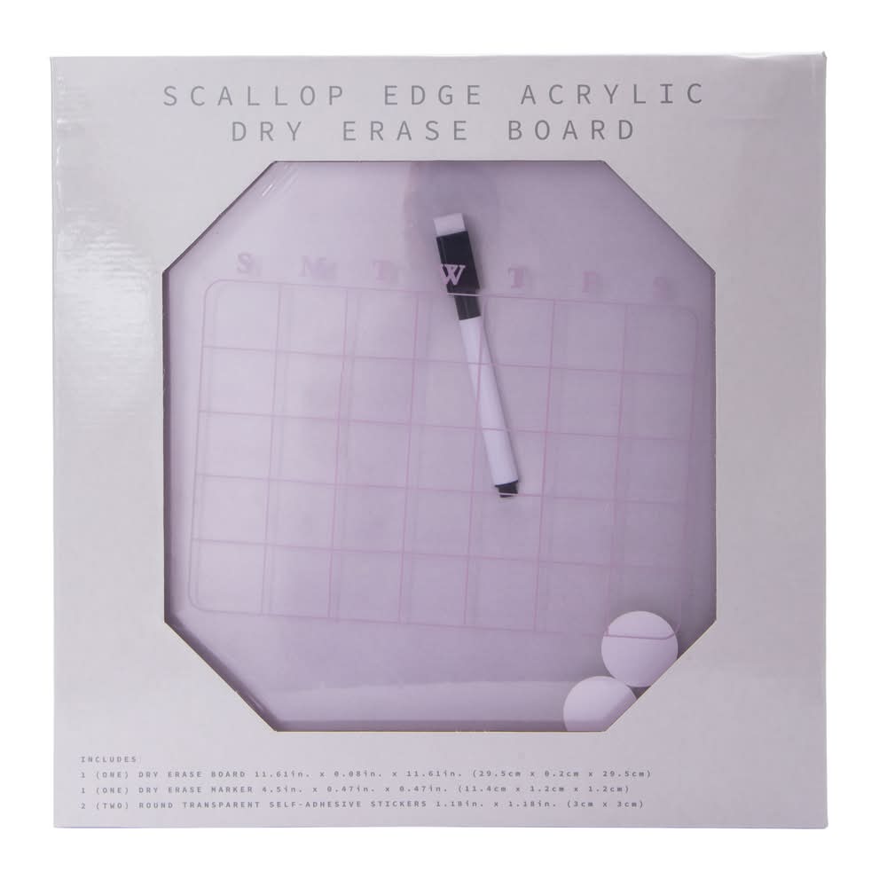 Scallop Edge Acrylic Dry Erase Board 11.61in Pink