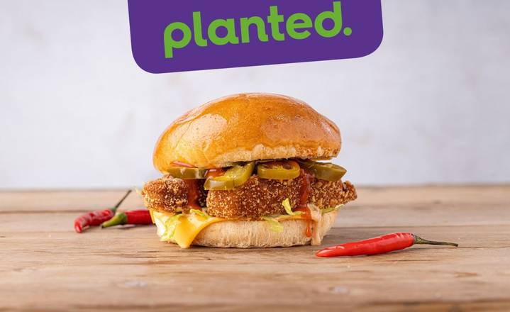 The planted.chicken Hot Chick Burger 🌶