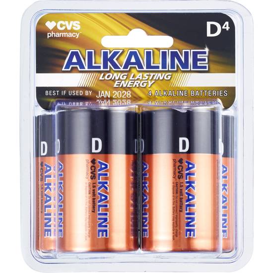 CVS Alkaline Batteries D, 4CT