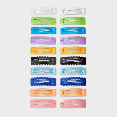 Cat & Jack Rectangle Snap Hair Clips, Assorted (20 ct)