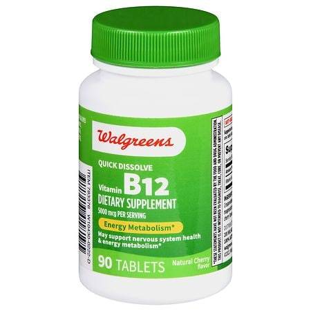 Walgreens Quick Dissolve Vitamin B12 5000 Mcg Tablets Natural Cherry (90 ct)