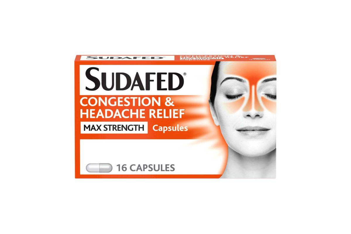 Sudafed Congestion & Headache Relief Max Strength - 16 Capsules