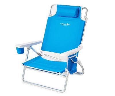 Blue Deluxe Backpack Folding Beach Chair