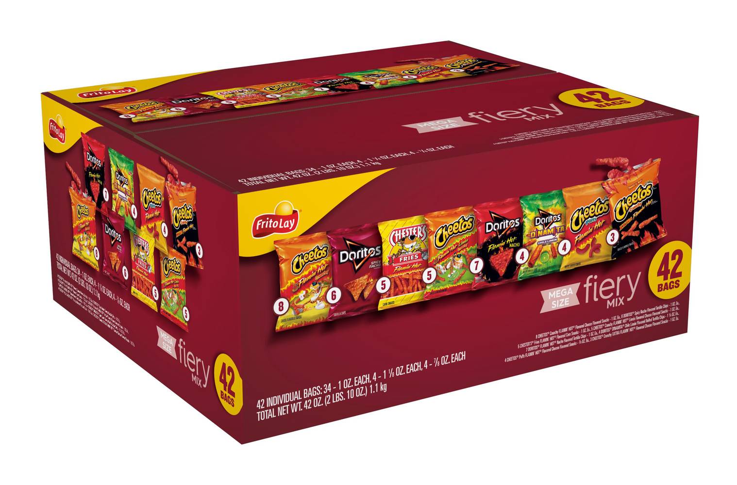 Frito-Lay Mega Size Fiery Snack Mix, Assorted (2.62 lbs, 42 ct)