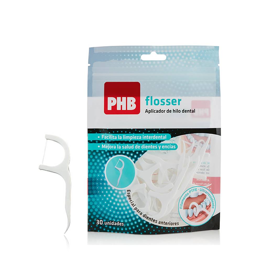 Aplicador de hilo dental desechable PHB  flosser 30 unidades PHB