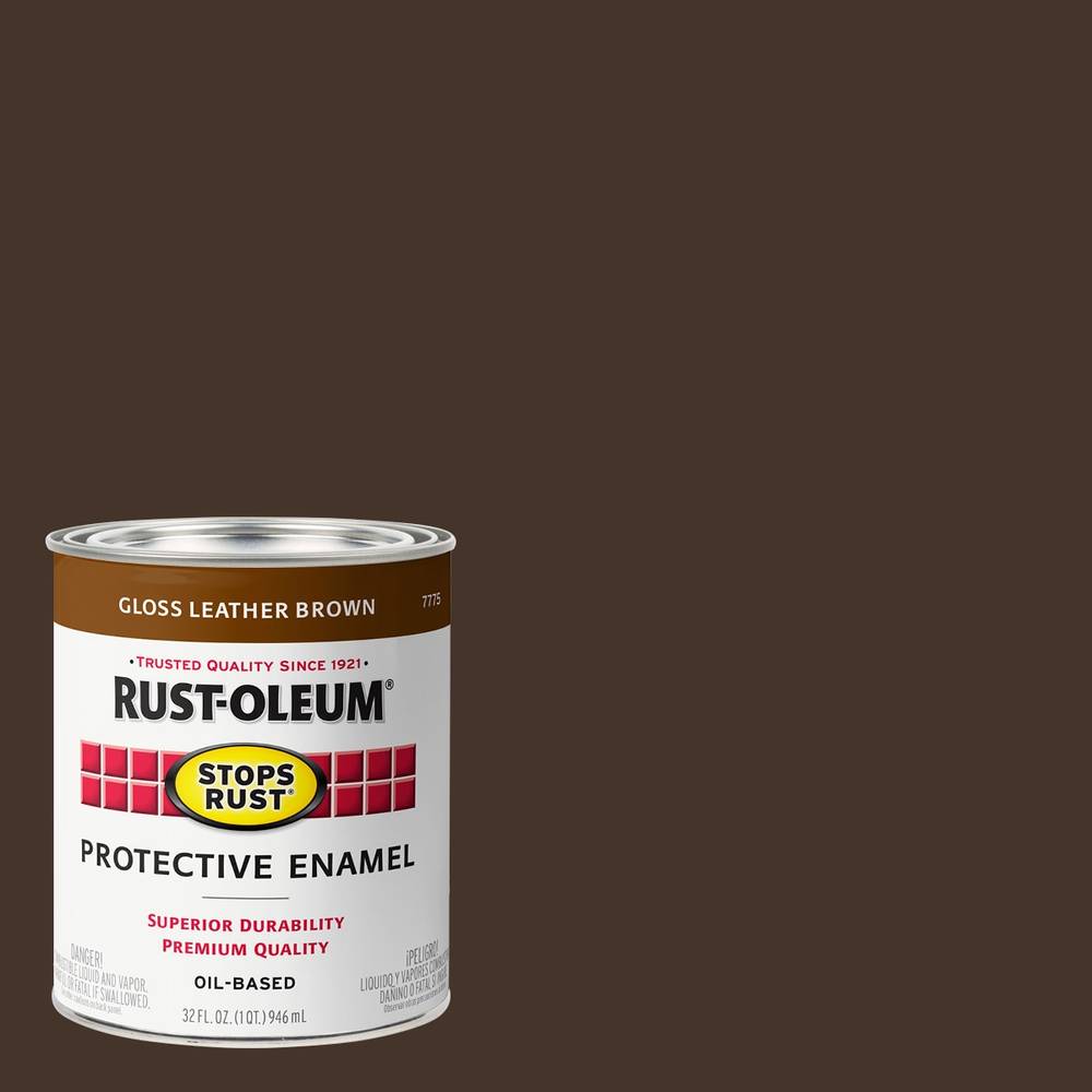 Rust-Oleum Stops Rust Gloss Leather Brown Interior/Exterior Oil-based Industrial Enamel Paint (1-quart) | 7775502