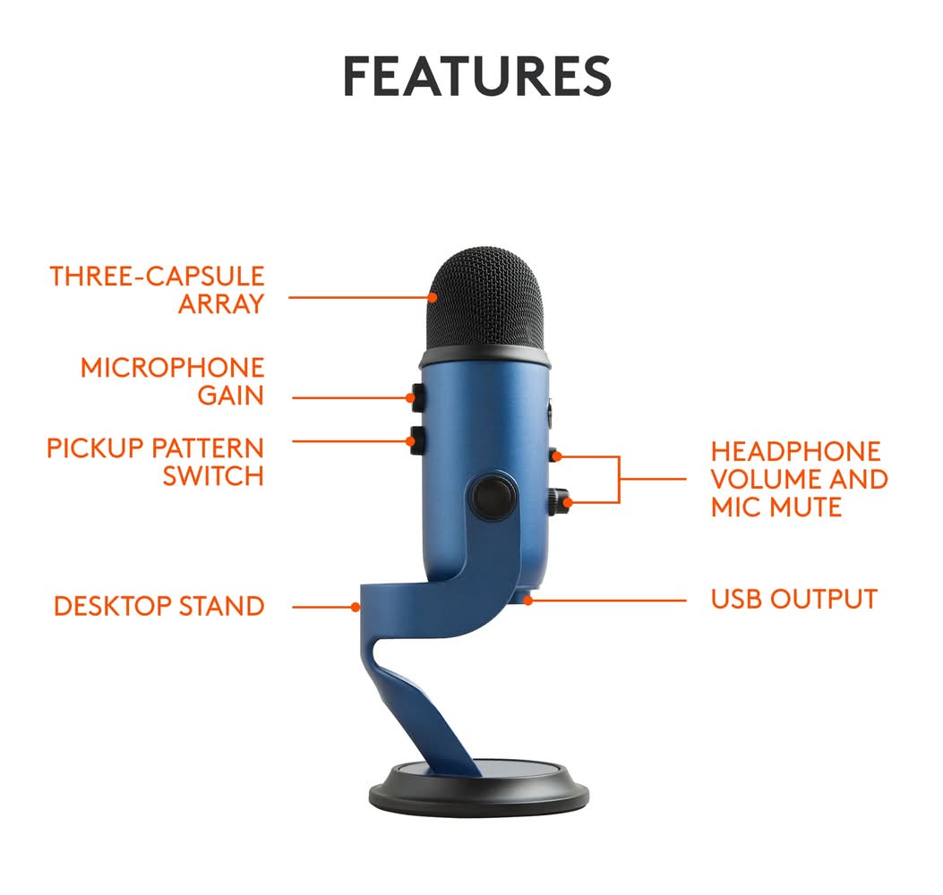 Blue Microphones Yeti Professional Multi Pattern Usb Condenser
