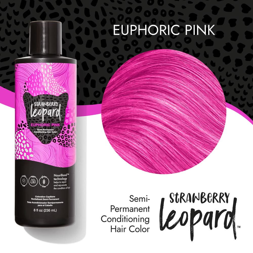 Strawberry Leopard Neon Semi Permanent Conditioning Hair Color, Euphoric Pink (8 fl oz)