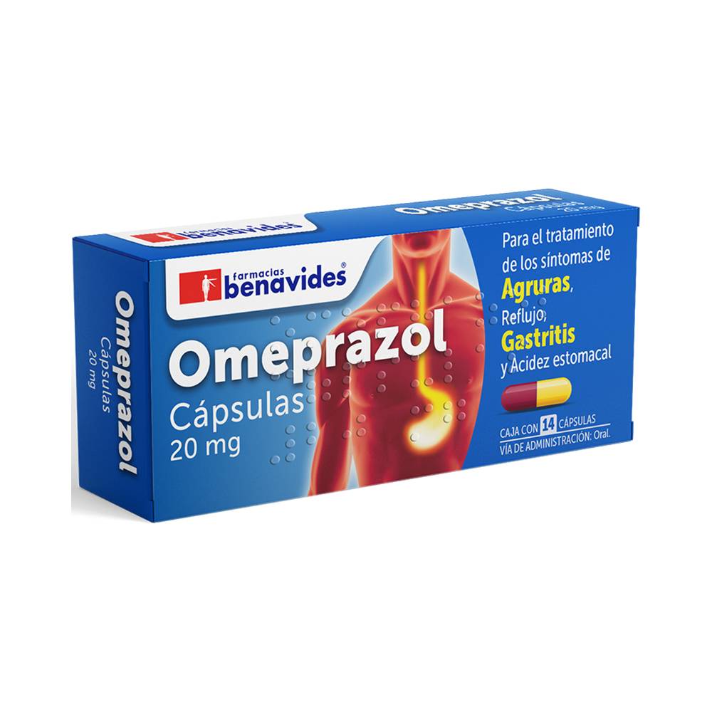 Farmacias Benavides · Omeprazol cápsulas 20 mg (14 un)