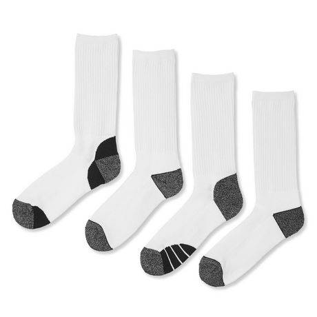 Athletic Works Men''s Sports Crew Socks 4-Pack (Color: White, Size: 7-11)