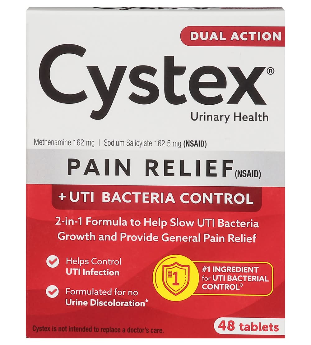 Cystex Pain Relief + Uti Bacteria Control Dual Action Urinary Health Tablets (48 ct)