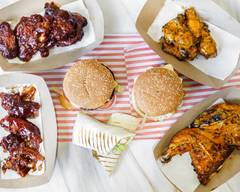 Halal hot honey wings and burgers