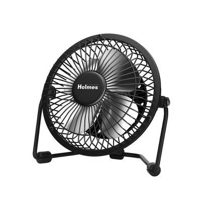 Holmes 4" Usb Powered Adjustable Head Personal Desk Fan, Black