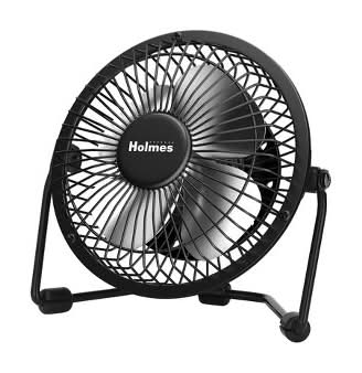 Holmes Usb Powered Adjustable Head Personal Desk Fan, 4 in, Black