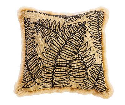 Broyhill Palm Leaf Embroidered Jute Outdoor Throw Pillow