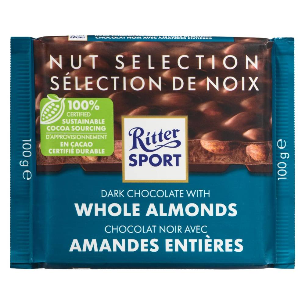 Ritter Sport with Whole Almonds Dark Chocolate (100g)