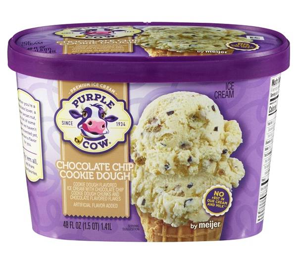 Purple Cow Chocolate Chip Cookie Dough Ice Cream (48 fl oz)