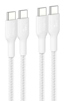 Belkin BOOST↑CHARGE Pro USB-C to USB-C Charging Cable, 6.5 ft., White, 2/Pack (CAB025fq2MWH2PK)