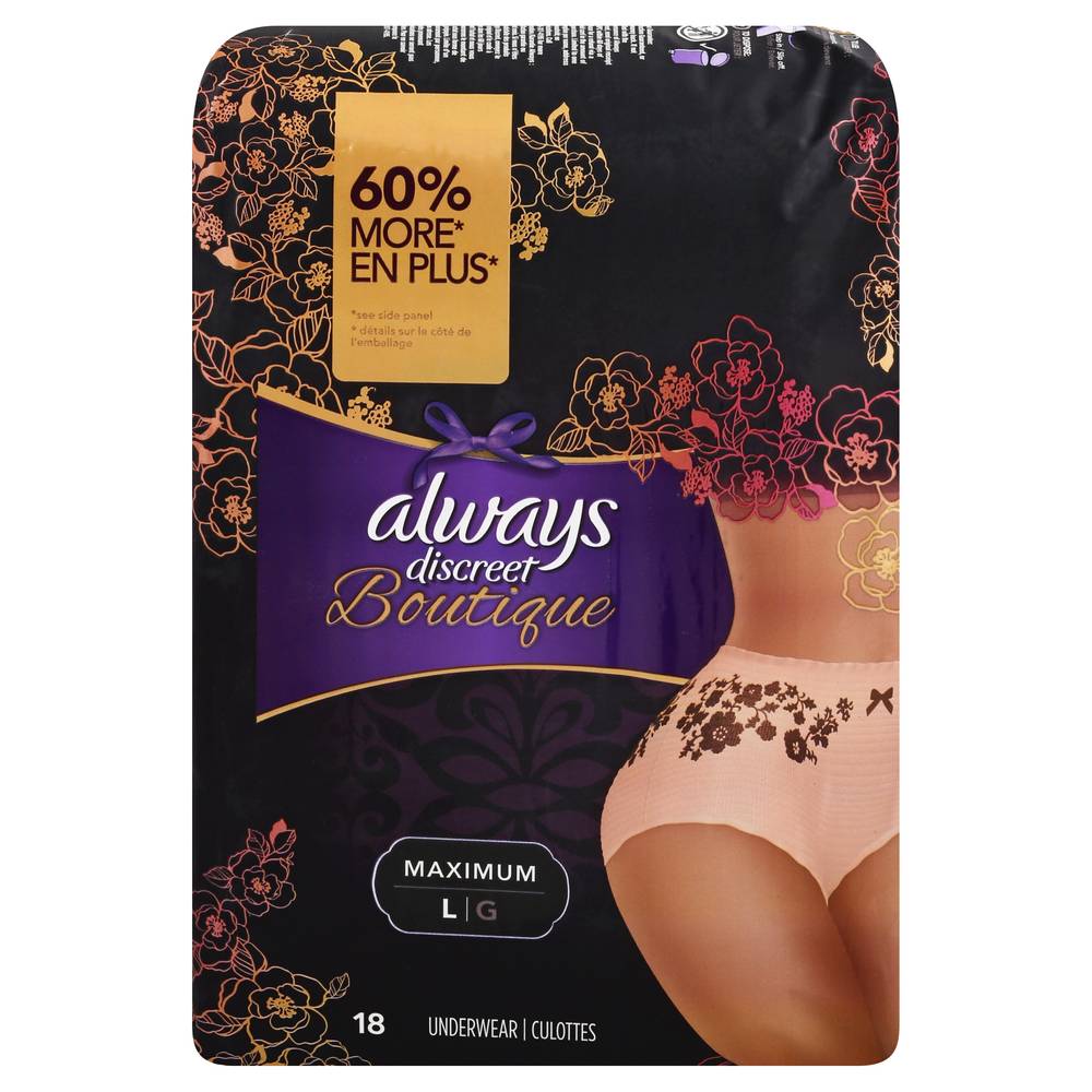 Always Discreet Rosy Boutique Incontinence & Postpartum Underwear Maximum Large