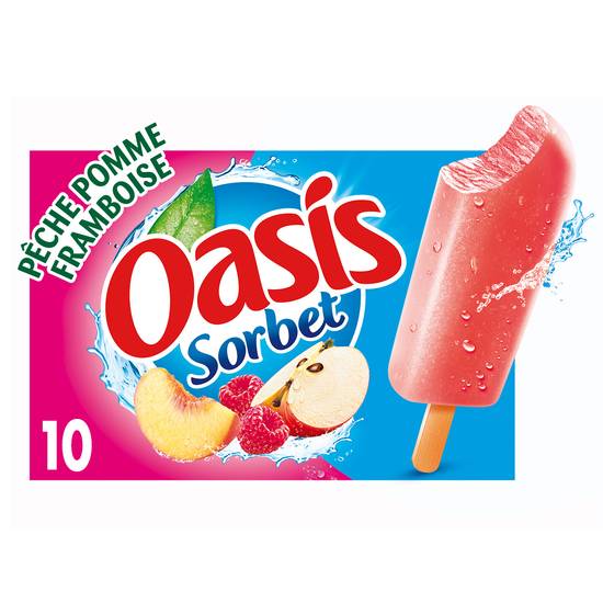Oasis - Glace sorbet pêche pomme framboise (10 pièces)
