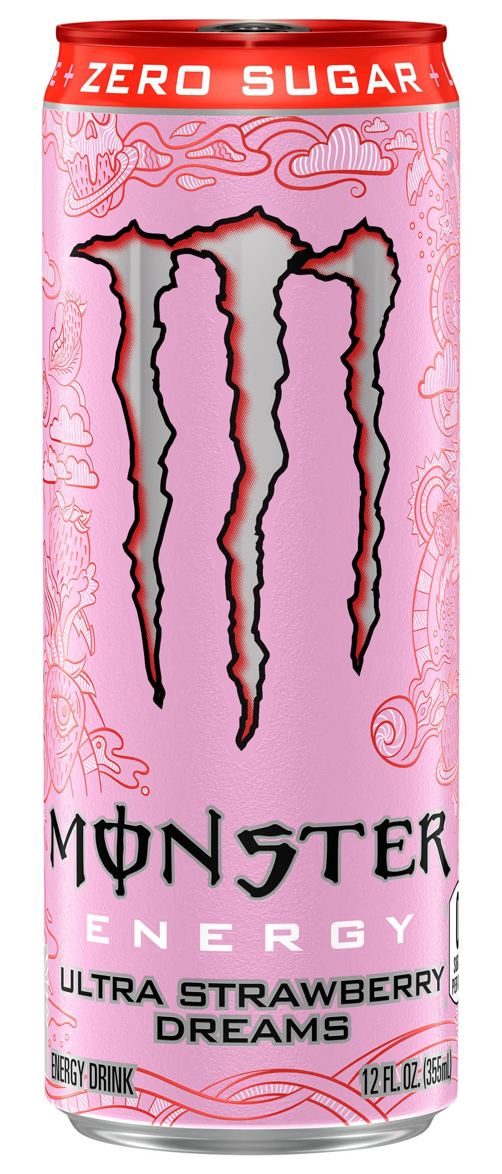 Monster Energy Zero Sugar Energy Drink, Ultra Strawberry Dreams (12 fl oz)