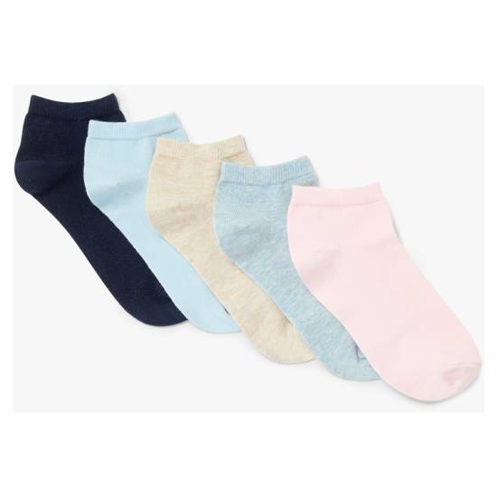 John Lewis Anyday Women's Pastel Cotton Mix Plain Trainer Socks (5 ct)