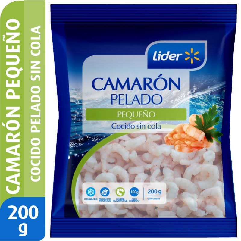 Lider · Camarones congelados cocidos y pelados 100/200 (200 g)